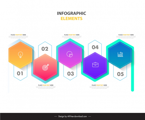 hexagon infographic template symmetric geometry connection