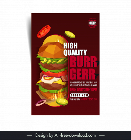 high quality burger flyer template dynamic low polygonal design