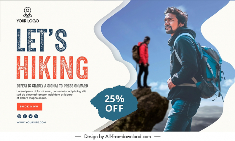 hiking discount banner template elegant modern