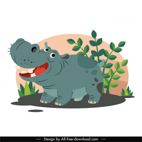 Hippo animal icon funny cartoon character sketch vectors stock in format  for free download 