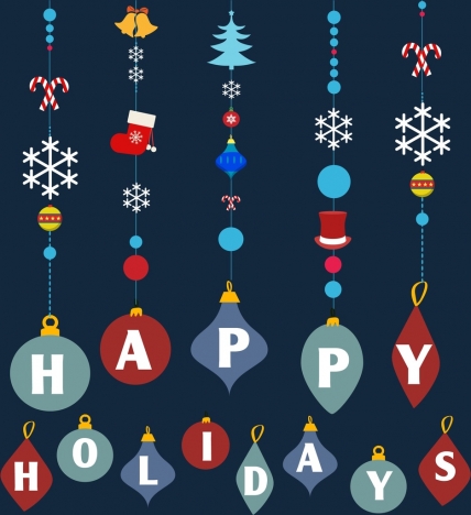 holiday decoration design elements hanging colorful objects icon