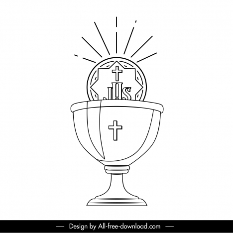 holy grail sign icon flat classical black white outline