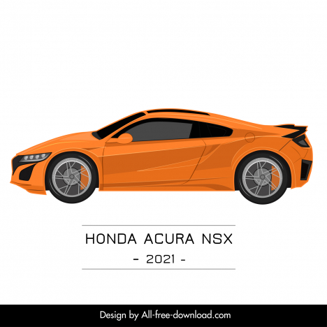 honda acura nsx 2021 car model advertising template side view sketch
