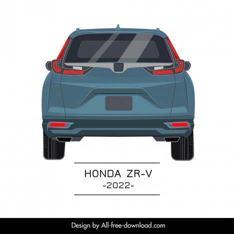 honda zr v 2022 car model icon modern flat back view design