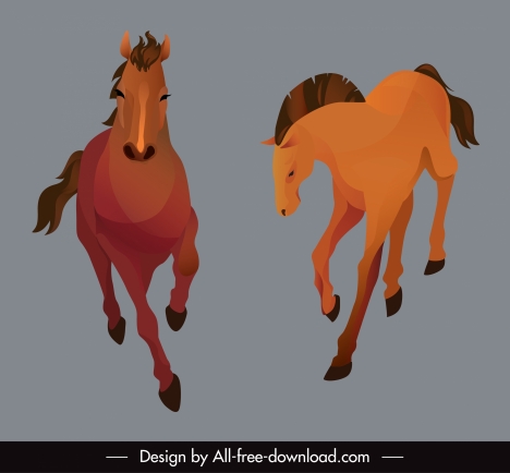 horse animals icons dynamic running sketch