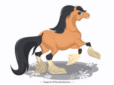 horse icon painting cute cartoon design motion sketch
