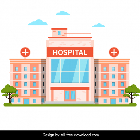 hospital building architecture template modern symmetric design