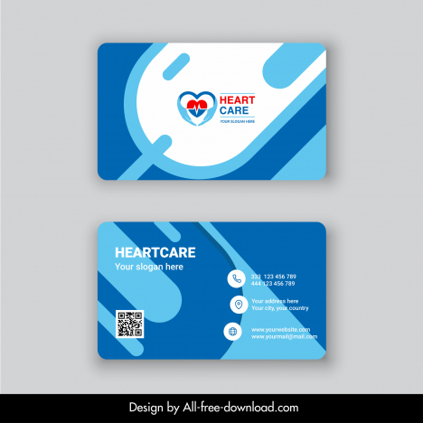 hospital business card template dynamic curves heart hands logo decor