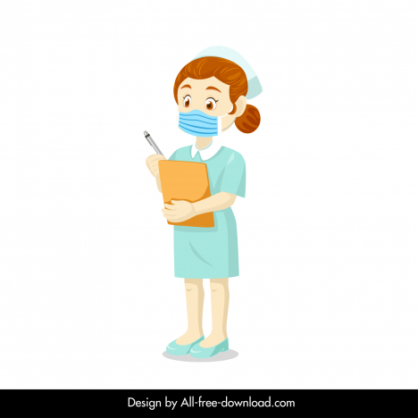 hospital nurse icon cute cartoon character outline