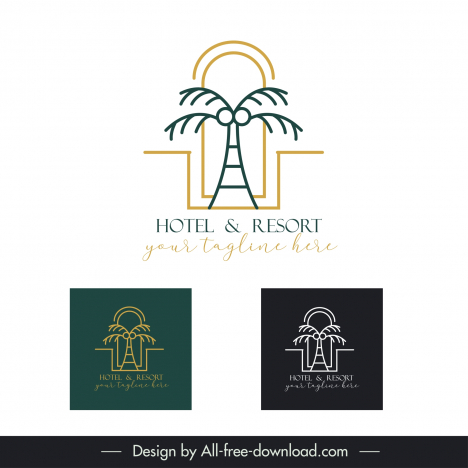 hotel homestay logo handdrawn coconut tree geometry