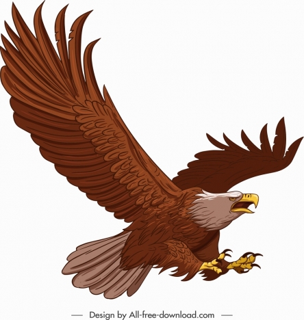 Hunting eagle icon flying gesture straight wings sketch vectors stock ...