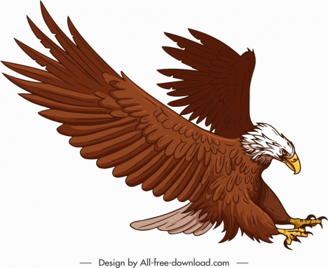 Hunting eagle painting colored cartoon sketch vectors stock in format ...