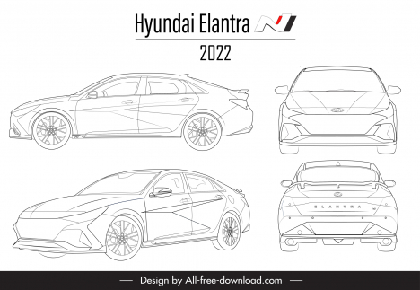 Hyundai elantra n 2022 car model advertising template black white ...