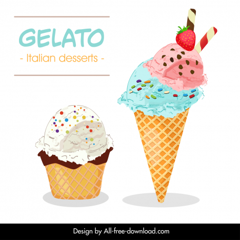 ice cream gelato advertising poster delicious decorative flat design