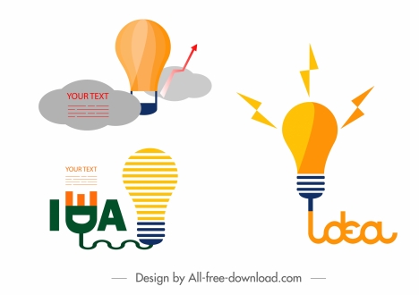 idea concept design elements flat lightbulb sketch