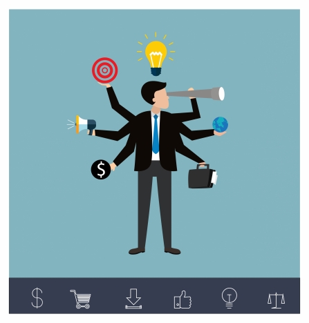ideas achievement concept design with businessman and icons