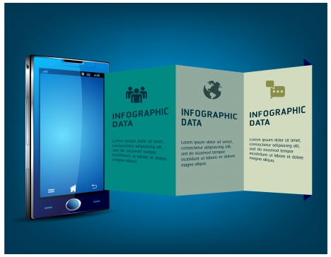 infographic data vector illustrations with smart phone background