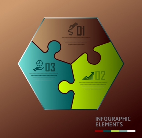 infographic design elements geometric puzzle joints icons decoration
