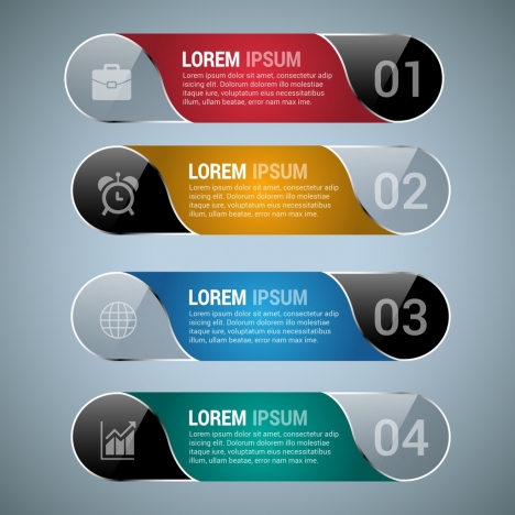 infographic design sets shiny colored horizontal style