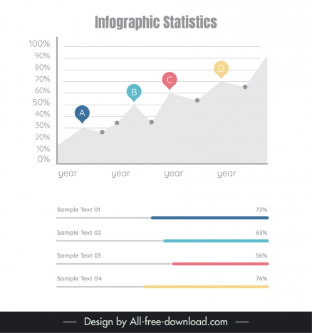 infographic statistics design elements flat line chart design