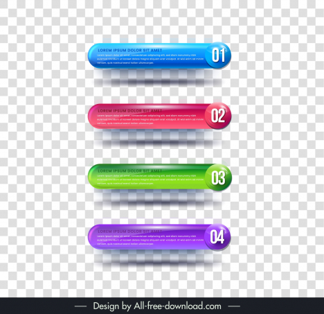 infographic steps design elements realistic glossy horizontal tabs