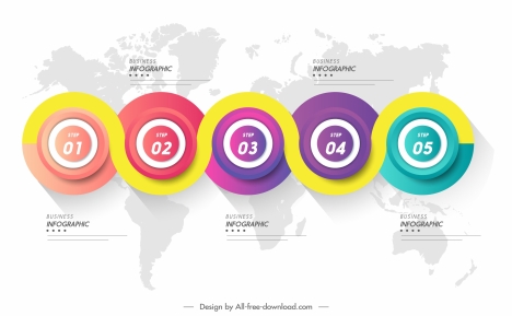 infographic template colorful modern circles connection decor