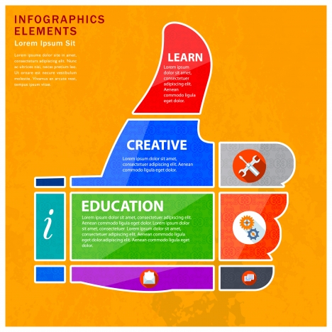 infographic vector illustration with thump up hand