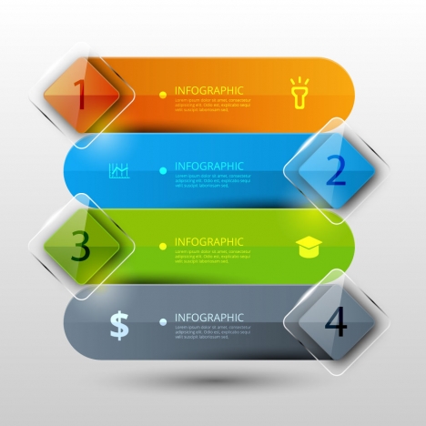 infographic vector illustration with transparent horizontal banners