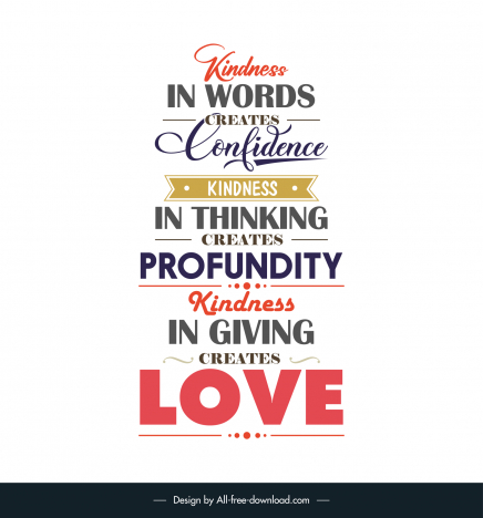 inspirational love quotes poster template flat symmetric texts layout