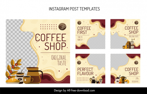 instagram post templates elegant classic leaves checkered curves