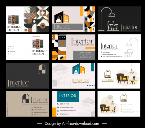 interior architect business card templates collection elegant classic