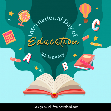 International Day Of Education Poster Template Dynamic School Elements 