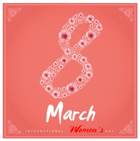 international womens day banner design with flower background