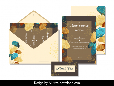 Invitation card design elements elegant classical botanical decor vectors  stock in format for free download 162 bytes