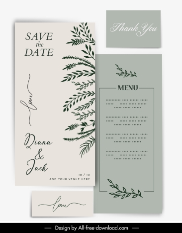 Invitation Card Decor Elements Elegant Nature Elements Sketch-vector  Misc-free Vector Free Download