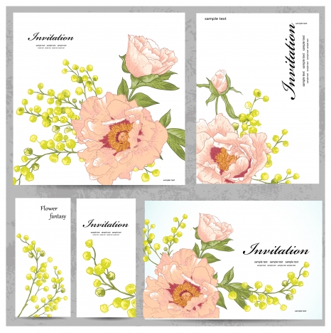 invitation card vector illustration with drawn flowers
