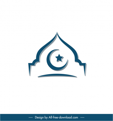 islam sign icon flat symmetrical sketch star crescent decor