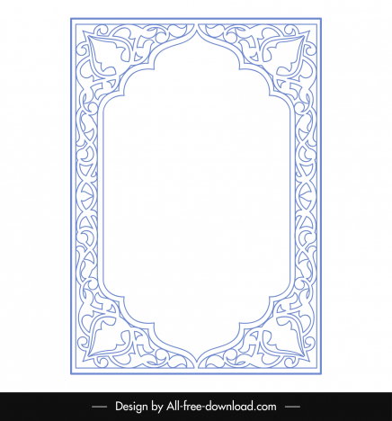 islamic border template elegant symmetric curves decor