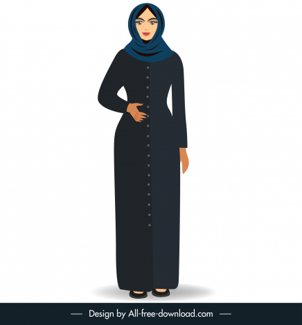 islamic lady icon cartoon character outline