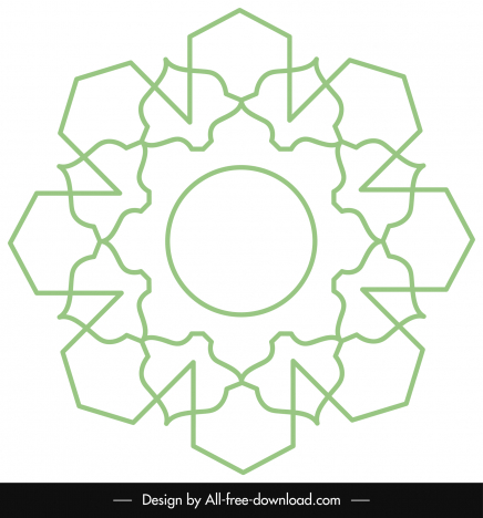 islamic ornament template flat seamless circle outline