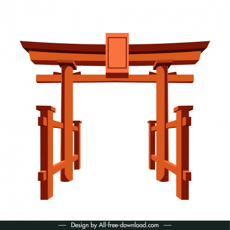 japan temple architecture design elements wooden gate sketch symmetric 3d