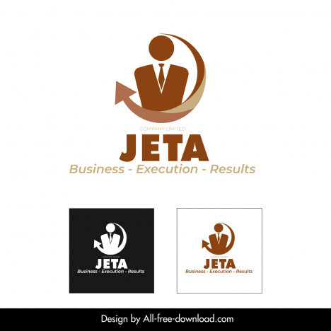 jeta company limited logo template man icon sketch swirled arrow shape decor