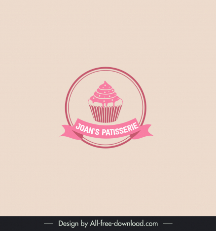 joans patisserie logotype isolated cupcake ribbon decor