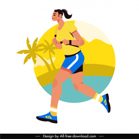 jogger icon colorful flat sketch