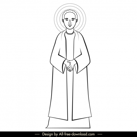 judas christian apostle icon black white vintage cartoon character outline