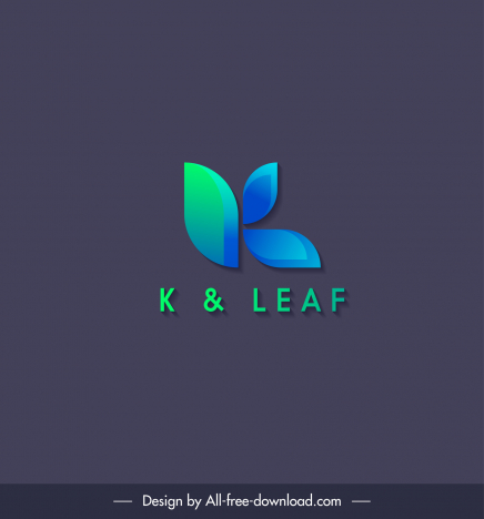 k and leaf 3d and minimalist logo template modern elegant flat stylized text design