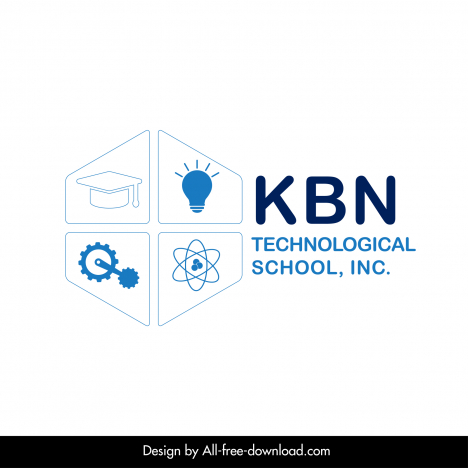 kbn technological school logo template symmetrical educational emblems decor