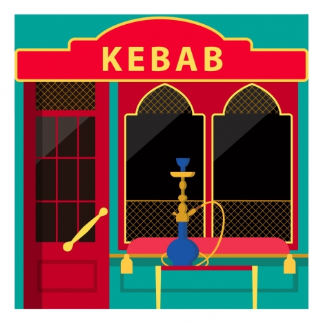 kebab restaurant facade design with muslim architecture