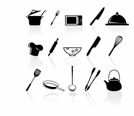 Kitchen utensil icons set