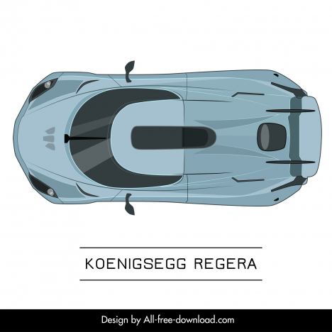 koenigsegg regera car model icon modern symmetric flat top view design